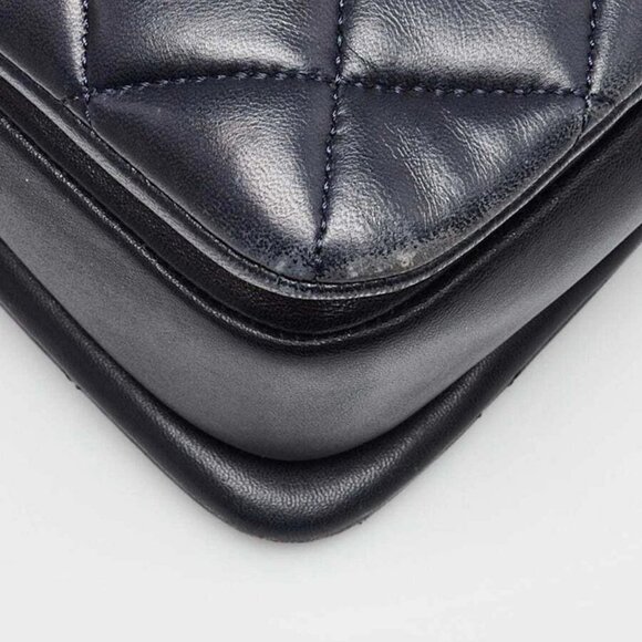 Chanel Navy Blue Quilted Lambskin Leather Large Trendy Bag - Picture 4 of 11